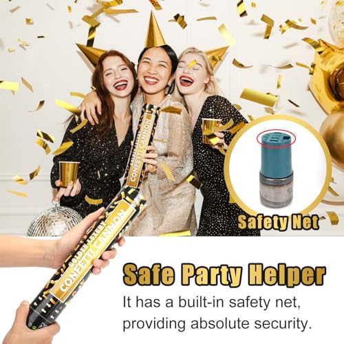 Gold Confetti Cannon 5 Packs 12 Inch Party Poppers