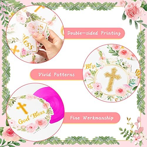ANGOLIO 30Pcs Pink Floral Cross Hanging Streamers Decorations