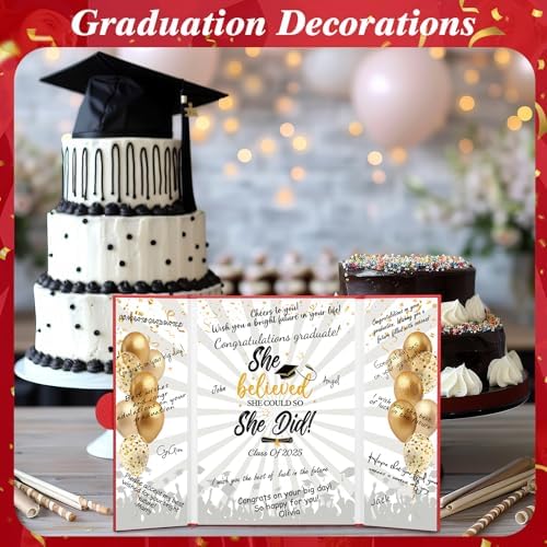 Class of 2025 Graduation Guest Book with Red and Gold Design