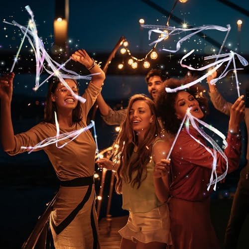 30 Piece LED Wedding Wands with Ribbons and Bells