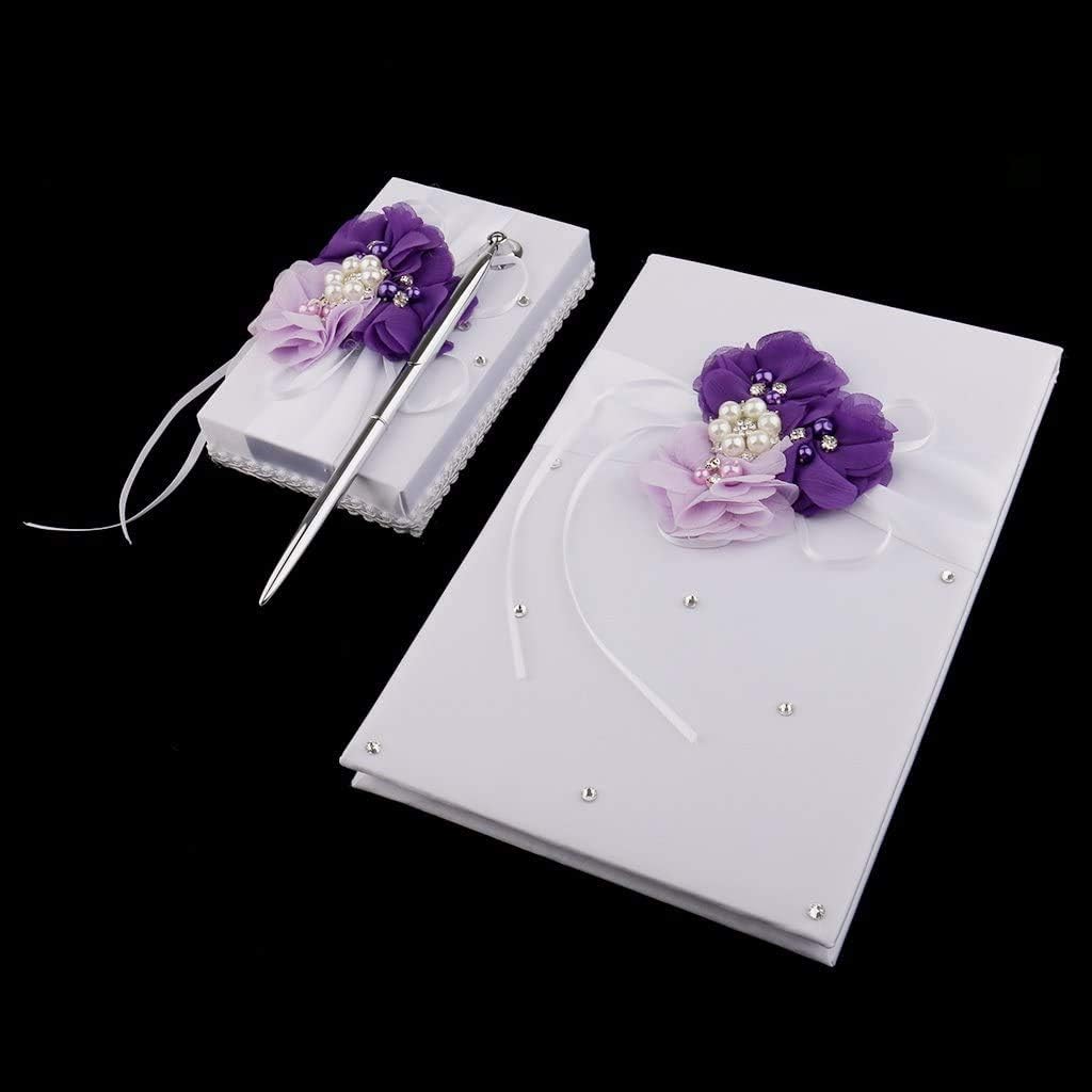 Wedding Guest Book and Pen Set Purple