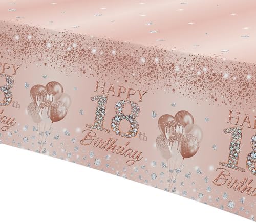 HIPVVILD 18th Birthday Tablecloth Set 3 Pack Rose Gold