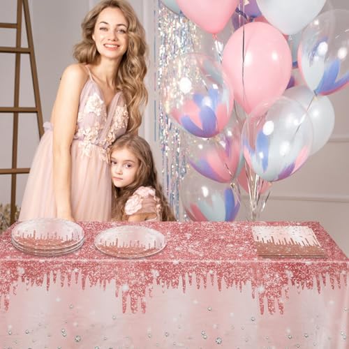 Pink Rose Gold Birthday Party Decor Set for Women