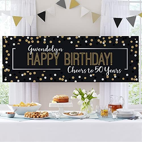 Lets Make Memories Personalized Banner - 6 ft Black Gold