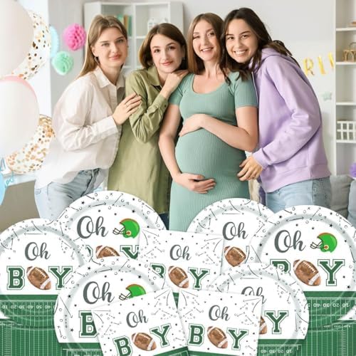 96 Pcs Football Themed Baby Shower Plates Set for 24 Guests