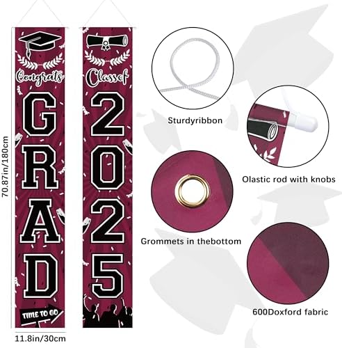 Maroon Black Graduation Party Decorations 2025 Grad Supplies