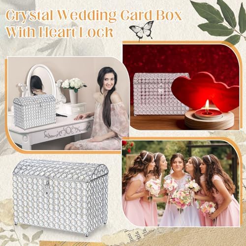 Nitial Crystal Wedding Card Box with Heart Lock
