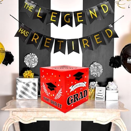 2025 Graduation Card Box - Red Decorative Holder for Party