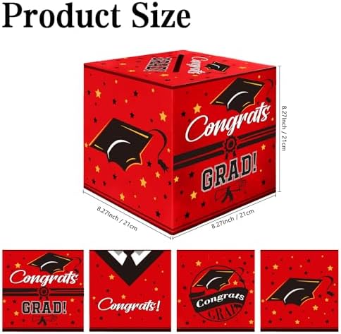 ChicQuench 2025 Red Graduation Card Box with Cap Design