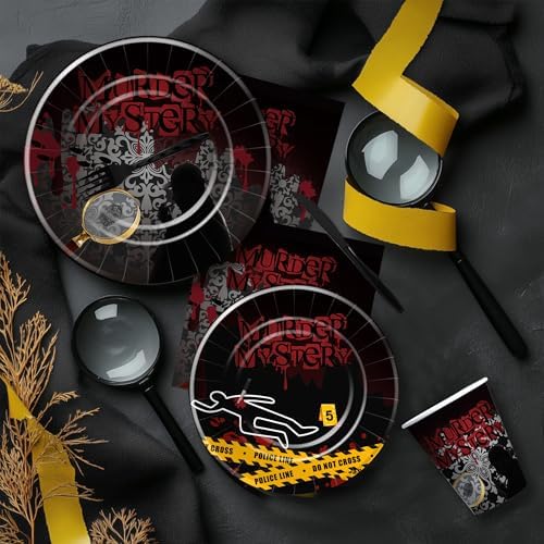Murder Mystery Party Tableware Set for 24 Guests