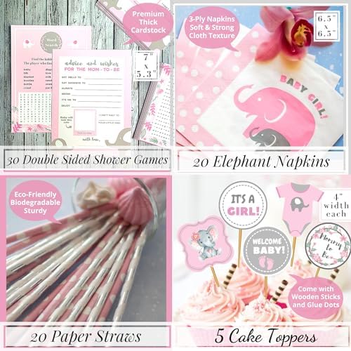 RainMeadow 697 PC Premium Elephant Baby Shower Decor Set