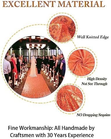 ShiDianYi Orange Sequin Aisle Runner 2FTx15FT Wedding Decor