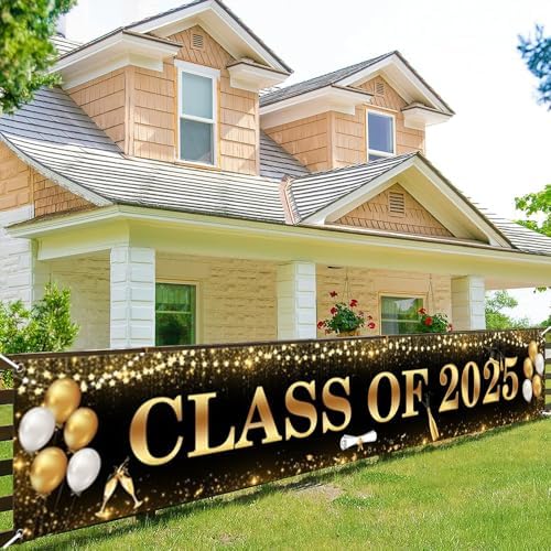 Class Of 2025 Graduation Yard Banner Black Gold