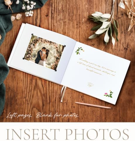 One Golden Elegant Wedding Guest Book with Pen
