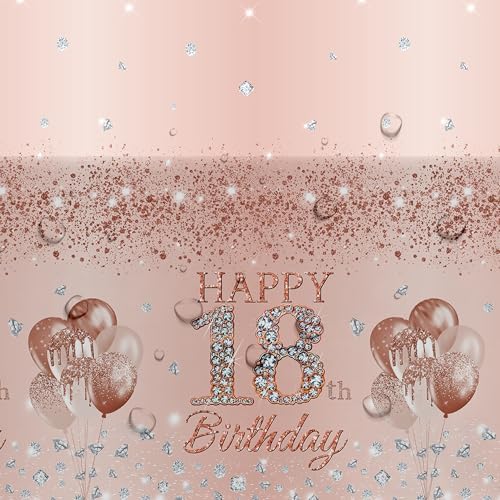 HIPVVILD 18th Birthday Tablecloth Set 3 Pack Rose Gold