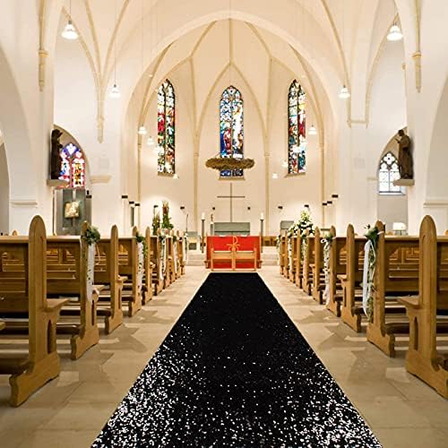 ShiDianYi Sequin Aisle Runner 4FTx20FT Black Wedding Carpet