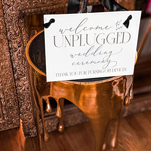 Welcome to Our Unplugged Wedding Ceremony Sign - 11x85 Inches