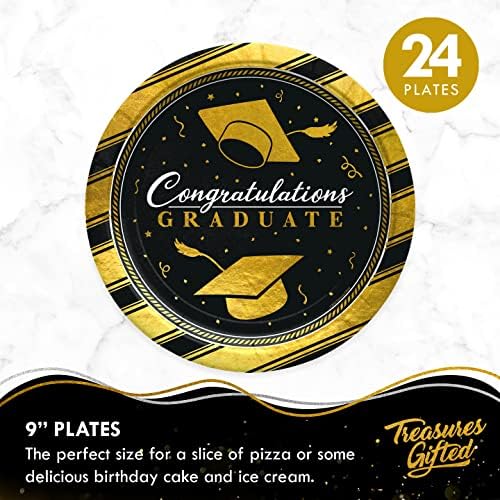 Treasures Gifted Gold Graduation Decor Set - 24 Piece Party Pack