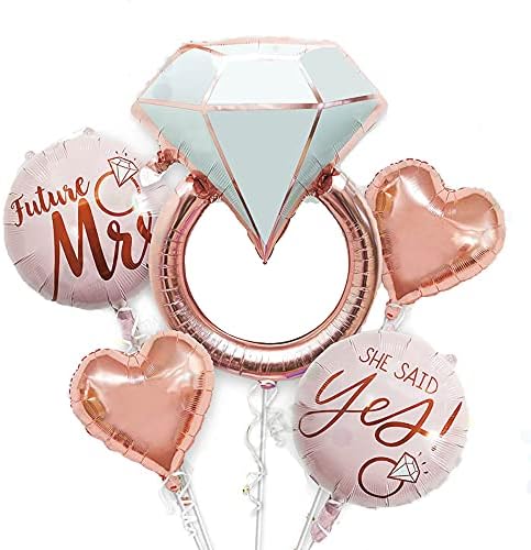 Diamond Ring Foil Balloon Set 5pcs Bridal Shower Decor