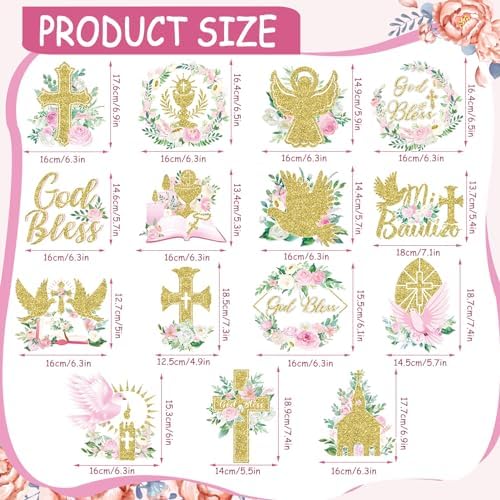 36 Pcs Pink Floral Cross Hanging Streamers Decor Set