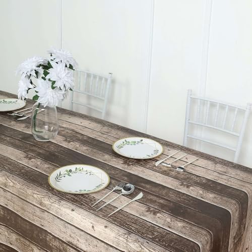 Balsa Circle 5 Pack Charcoal Gray Rectangular Tablecloth with Wooden Design