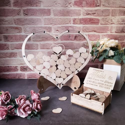 Wooden Heart Guest Book Set with Drop Box and Frame