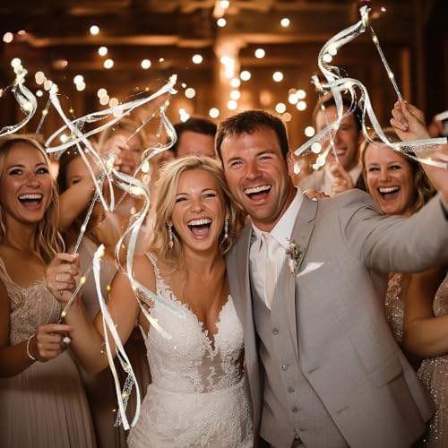 TIMECOSY 48pcs LED Wedding Sparklers with Bells