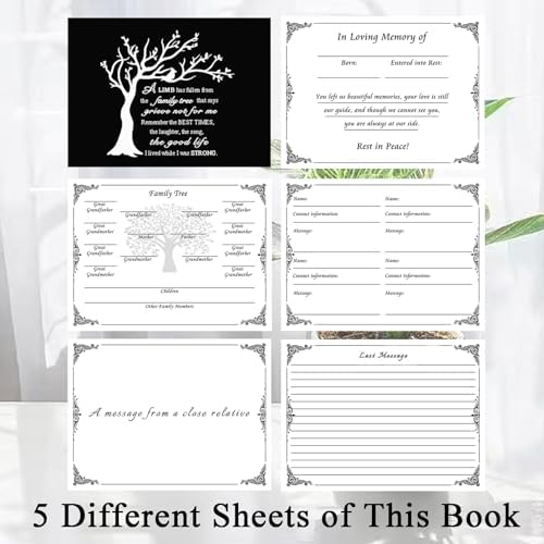 Black Heart Tree Funeral Guest Book 82 Pages
