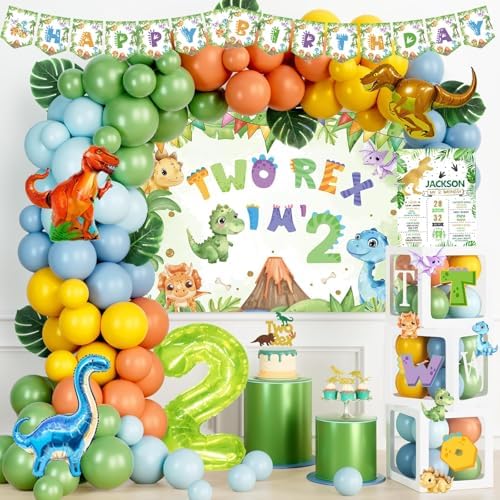 Fiesec Two Rex Birthday Decorations for Boys