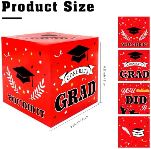 2025 Graduation Card Box - Red Decorative Holder for Party