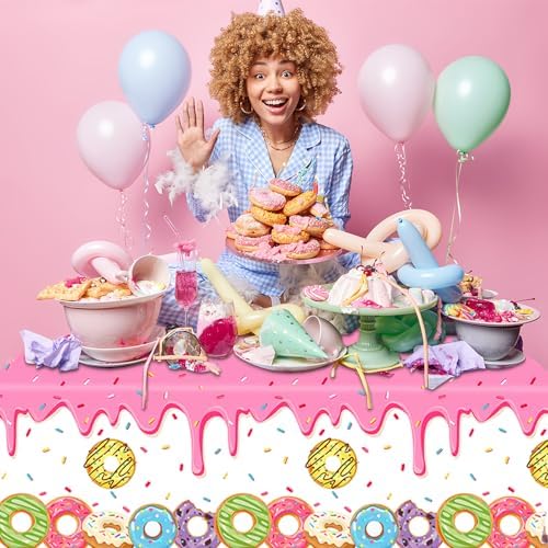 GREHUMOR Donut Birthday Table Covers 3Pcs Set