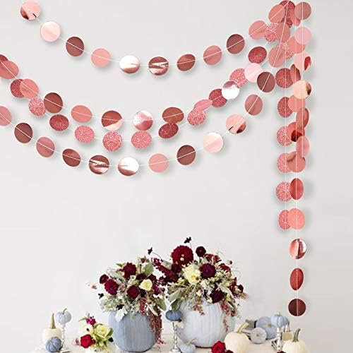 Cheerland Glitter Rose Gold Circle Dot Garland Decorations