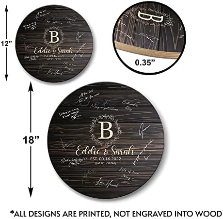 Hykuc Personalized Wooden Guest Book Sign Board 12x12