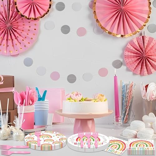 48Pcs Rainbow Themed Party Tableware Set