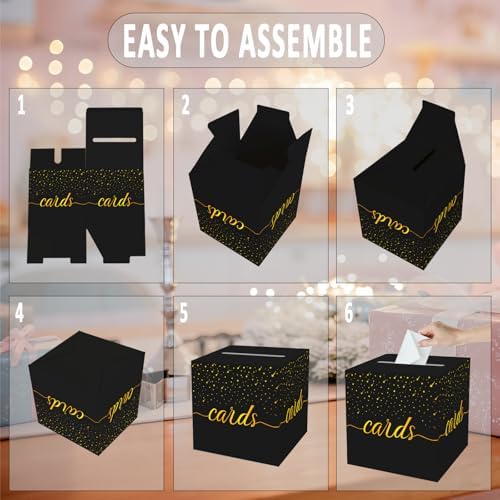 OLIVBIN Gold Foil Black Card Box for Weddings and Events
