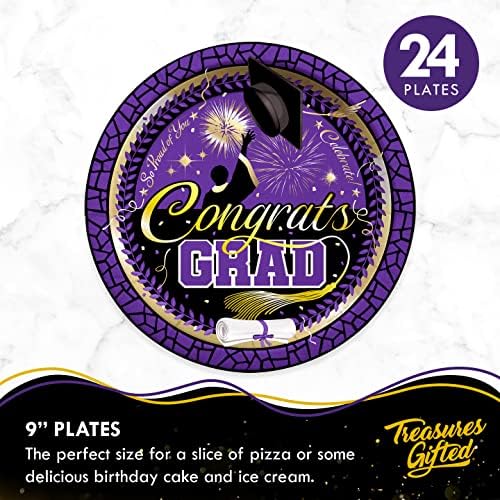 Treasures Gifted Purple Graduation Decorations Set of 24