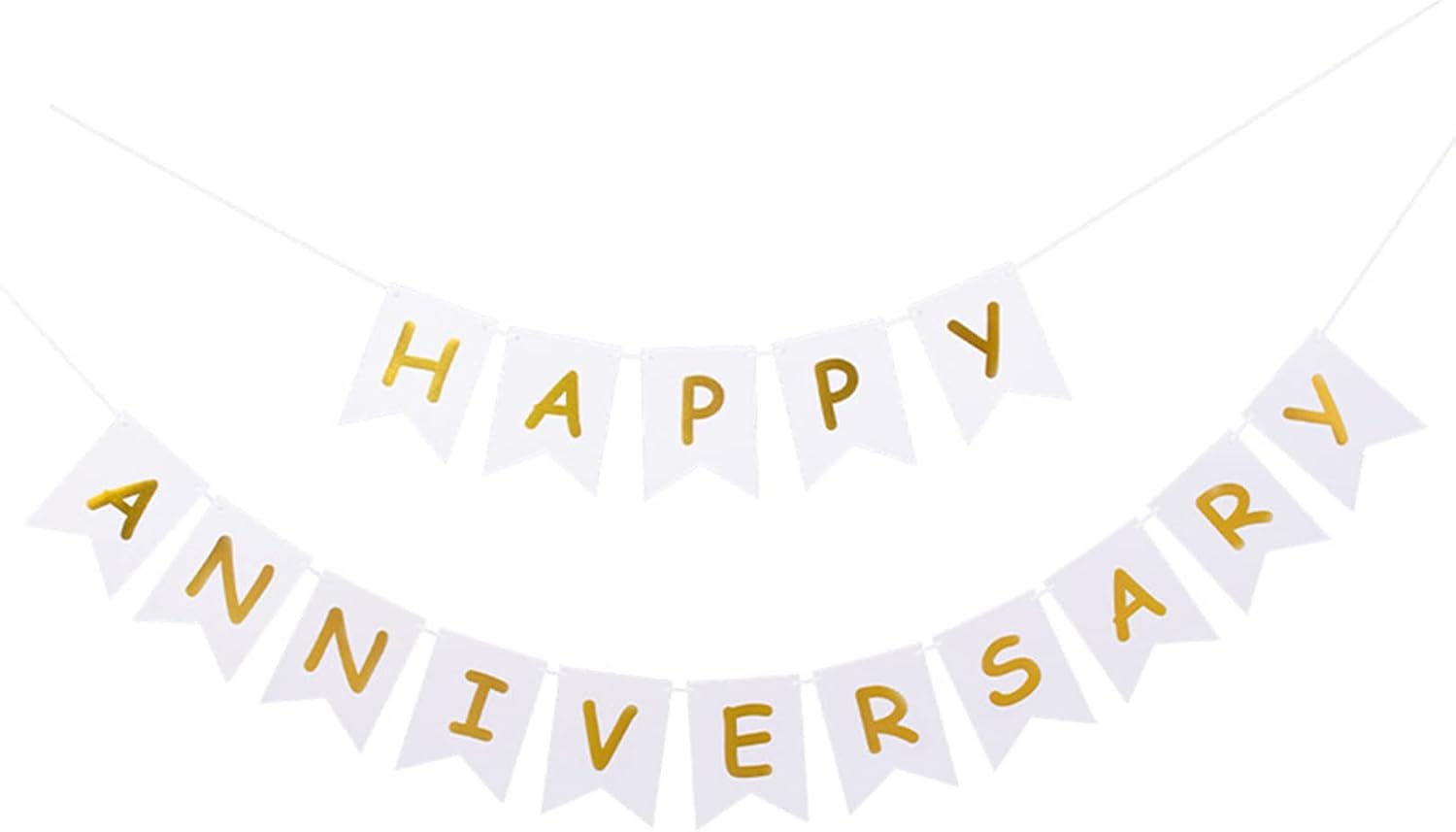 White Happy Anniversary Banner for Wedding Party Decoration