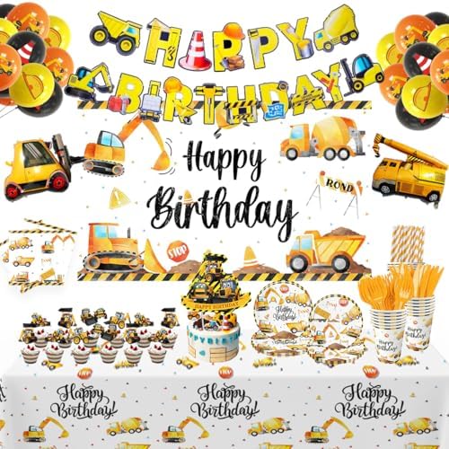 189 Pcs Construction Birthday Party Supplies for 20 Guests
