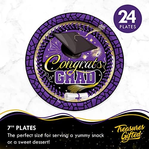 Treasures Gifted Purple Graduation Decorations Set of 24