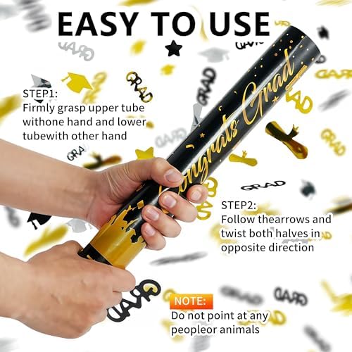 16 Inch Graduation Confetti Poppers 2 Pack