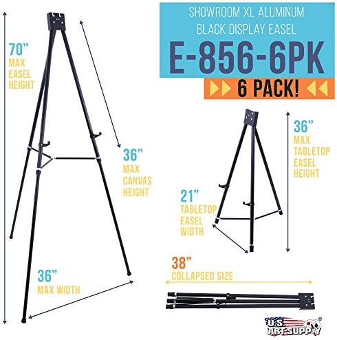US Art Supply 70 High Showroom XL Silver Metal Display Easel 6 Pack
