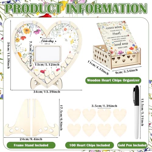 Chunful Wildflower Heart Guest Book Set