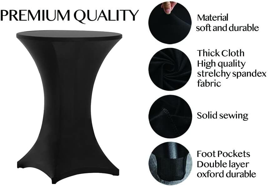 Tinas 6 Pack 30x42 Inch Highboy Spandex Table Covers Black