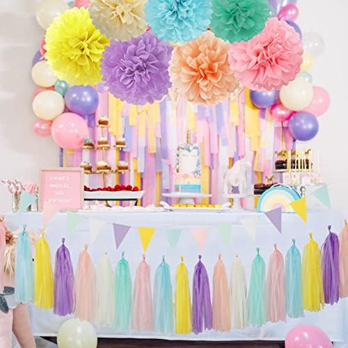 Lasting Surprise Pastel Rainbow Party Decor Kit 29pcs