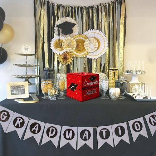 ChicQuench 2025 Red Graduation Card Box with Cap Design