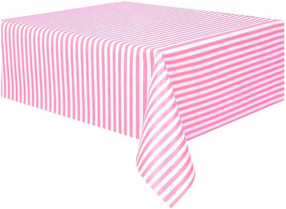 Retzjorv Vpang 2 Pcs Striped Plastic Tablecloths 54x108 Inch Pink Stripe