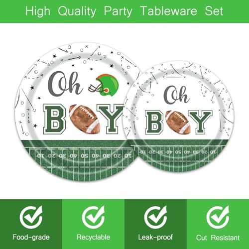 96 Pcs Football Themed Baby Shower Plates Set for 24 Guests