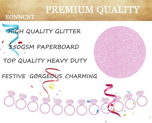 Pre-Strung Pink Glitter Diamond Ring Banner for Bachelorette Party