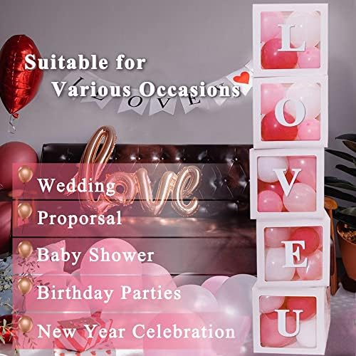 White Transparent Balloon Boxes 5PCS for Custom Name Decor