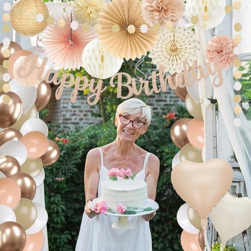 Champagne Gold Beige Birthday Decorations for Women Girls